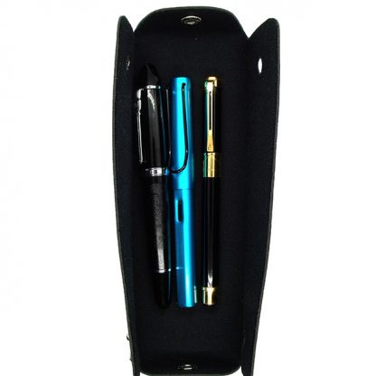 Black Leather Pen & Pencil Case - Image 5