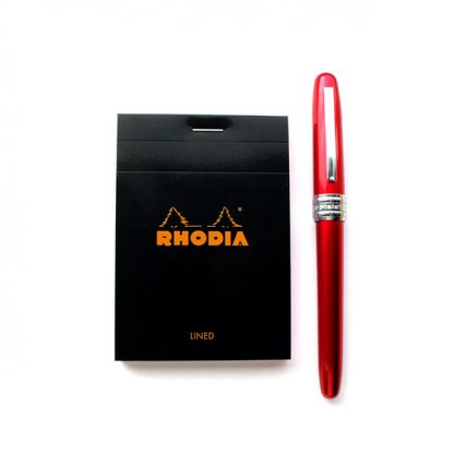 Rhodia-Bloc-No.-11-Head-Stapled-Notepad-74-x-105-(Black)-and-Platinum-Plaisir-Fountain-Pen
