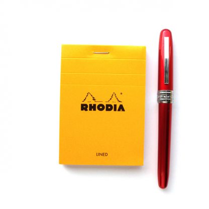 Rhodia-Bloc-No.-11-Head-Stapled-Notepad-74-x-105-(Orange)-and-Platinum-Plaisir-Fountain-Pen