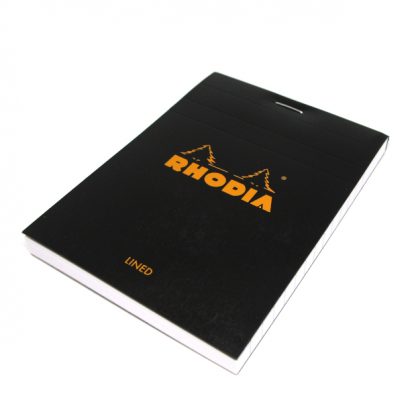 Black Rhodia Bloc No. 12 Notepad Head-Stapled Lined Paper 85 x 120