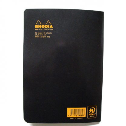 Original Rhodia Classic Lined Paper Stapled Notebook A5 148 x 210 (Black)