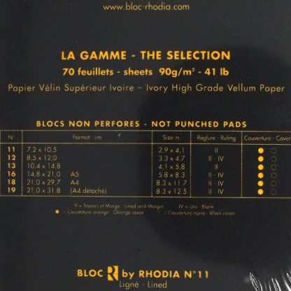Original Rhodia R Bloc No. 11 Head-Stapled Lined Paper Notepad 74 x 105 (Black)
