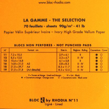 Original Rhodia R Bloc No. 11 Head-Stapled Lined Paper Notepad 74 x 105 (Orange)