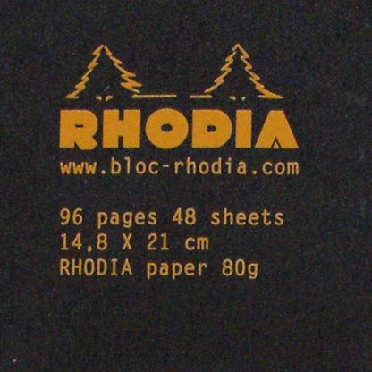 Rhodia Classic Lined Paper Stapled Notebook A5 Details (Black)
