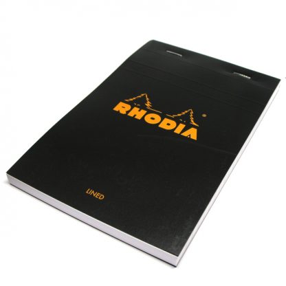 Top Rhodia Bloc No. 14 Head-Stapled Lined Paper Notepad 110 x 170 (Black)
