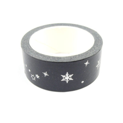 Black Washi Tape With Silver Stars
