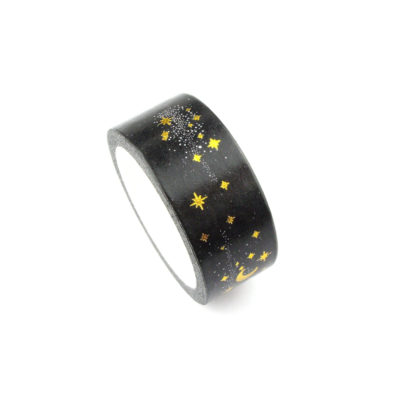 Black Washi Tape with Gold Stars