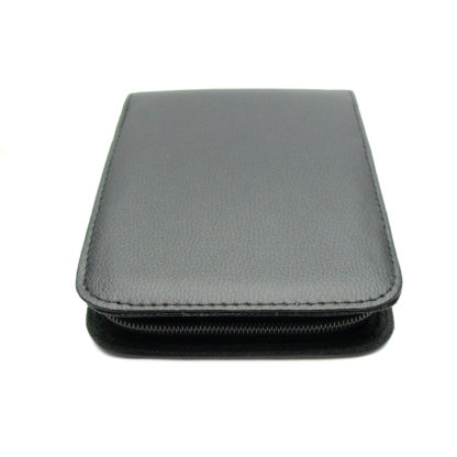 Leather 12 Pen Case Zip (Black)