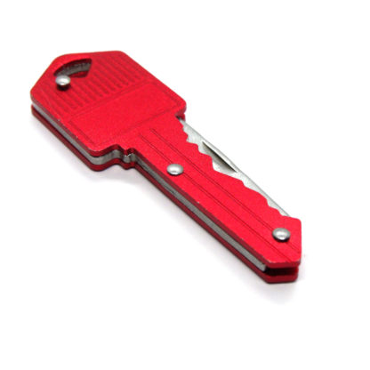 Stainless Steel Key Folding Pocket Knife Keychain (Red)