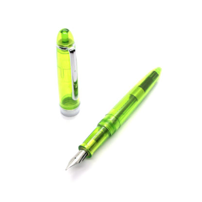 Jinhao 992 Fountain Pen (Green Demonstrator) With Cap On Side
