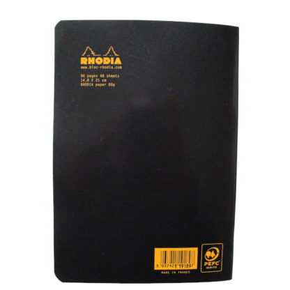 Original Rhodia Classic 5 x 5 Squared Paper Stapled Notebook Black