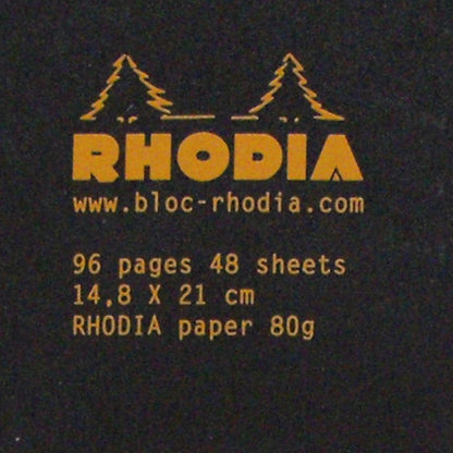 Rhodia 5 x 5 Squared Paper Stapled A5 Notebook Details Black