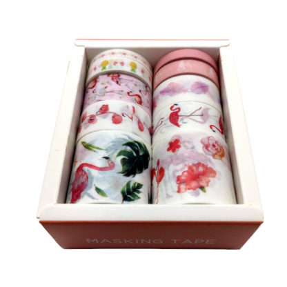 10 Flamingo Washi Tape Pack Detail
