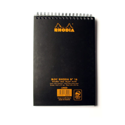 Rhodia Classic Wirebound Lined Paper A5 Notepad Back Cover (Black)