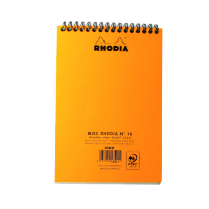 Rhodia Classic Wirebound Lined Paper Notepad A5 148 x 210 Back Cover(Orange)
