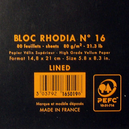 Rhodia Classic Wirebound Lined Paper Notepad A5 (Black)