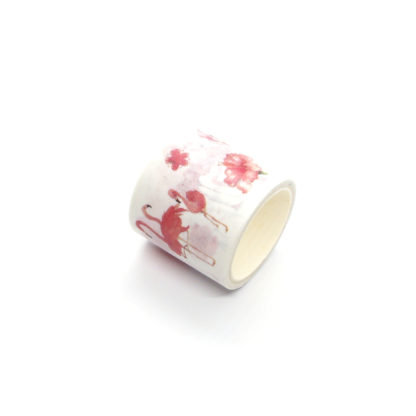Modern Pink Flamingos and Flowers Washi Tape