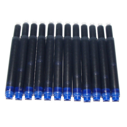Pack of 12 Blue 3.4mm Deluxe Fountain Pen Ink Cartridges