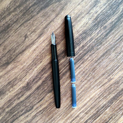 Unique Black Metal Fountain Pen with Hand-Ground 0.5mm Stub Nib - Image 7