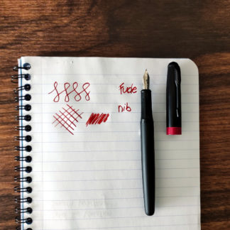 Unique Black & Red Metal Fountain Pen with Extra Smooth Fude Nib