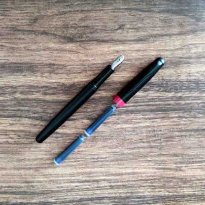 Unique Black & Red Metal Fountain Pen with Hand-Ground 2.9mm Stub Nib With 2 blue Ink Catridges